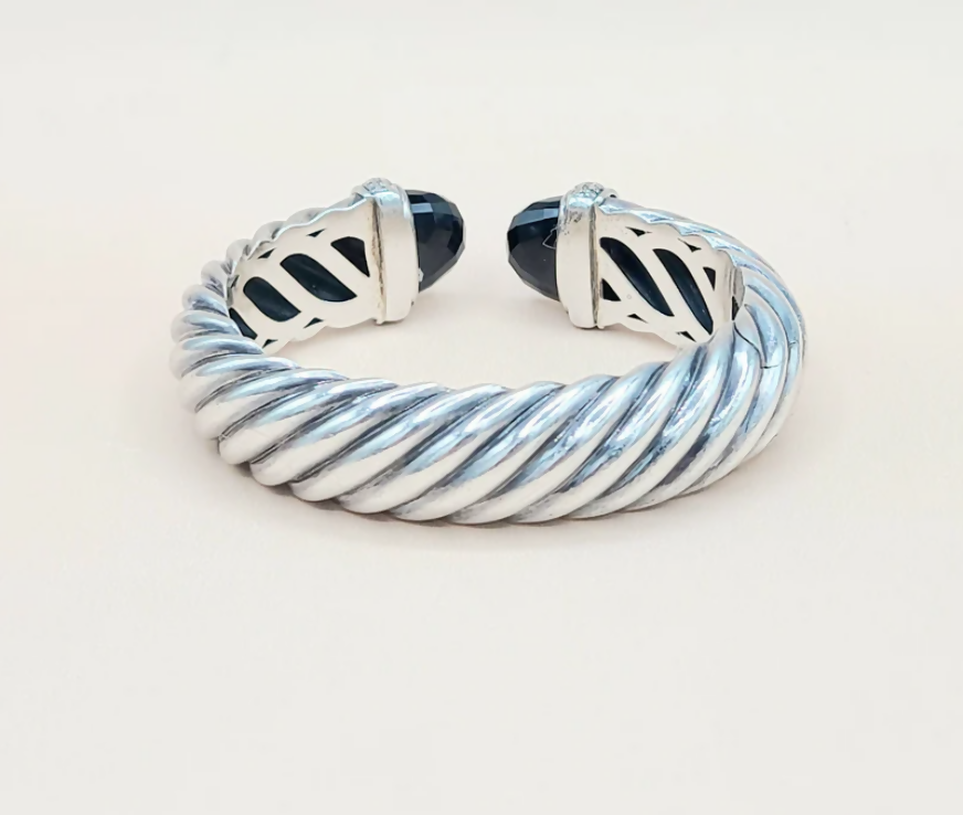 David Yurman 15mm Waverly Black Onyx Diamond Bracelet