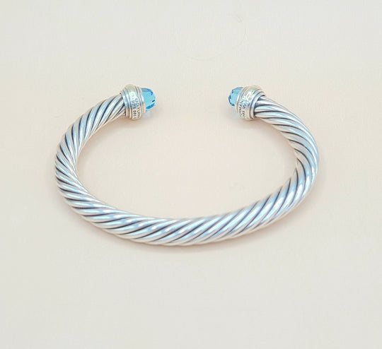 David Yurman 7mm Blue Topaz Cable Bracelet