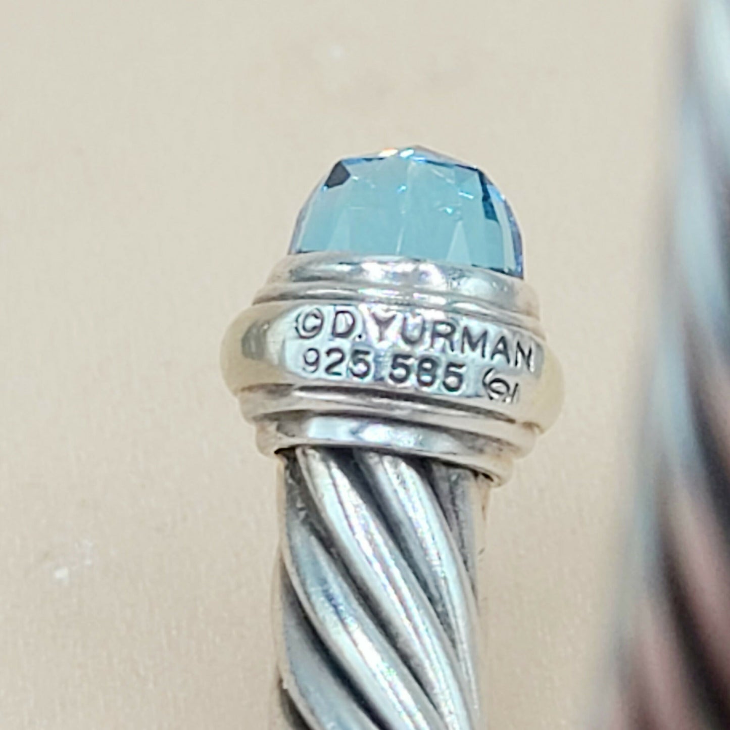 David Yurman 7mm Cable Blue Topaz Bracelet Silver & Gold | Certified AYW Luxury #