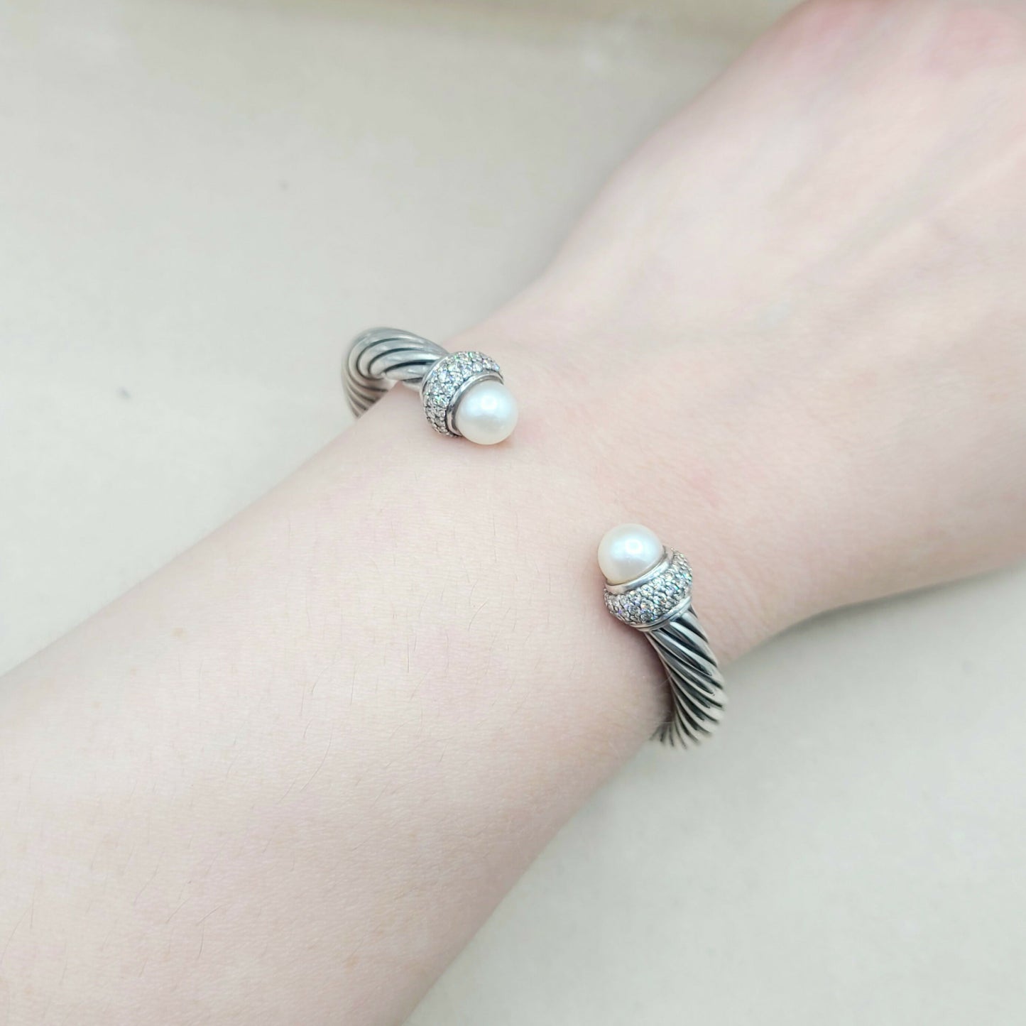 David Yurman Candy Pearl Diamond Cable Bracelet | Certified Pre-Owned AYW Luxury #