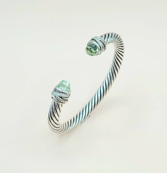 David Yurman-7mm Crossover-Prasiolite Diamond Bracelet