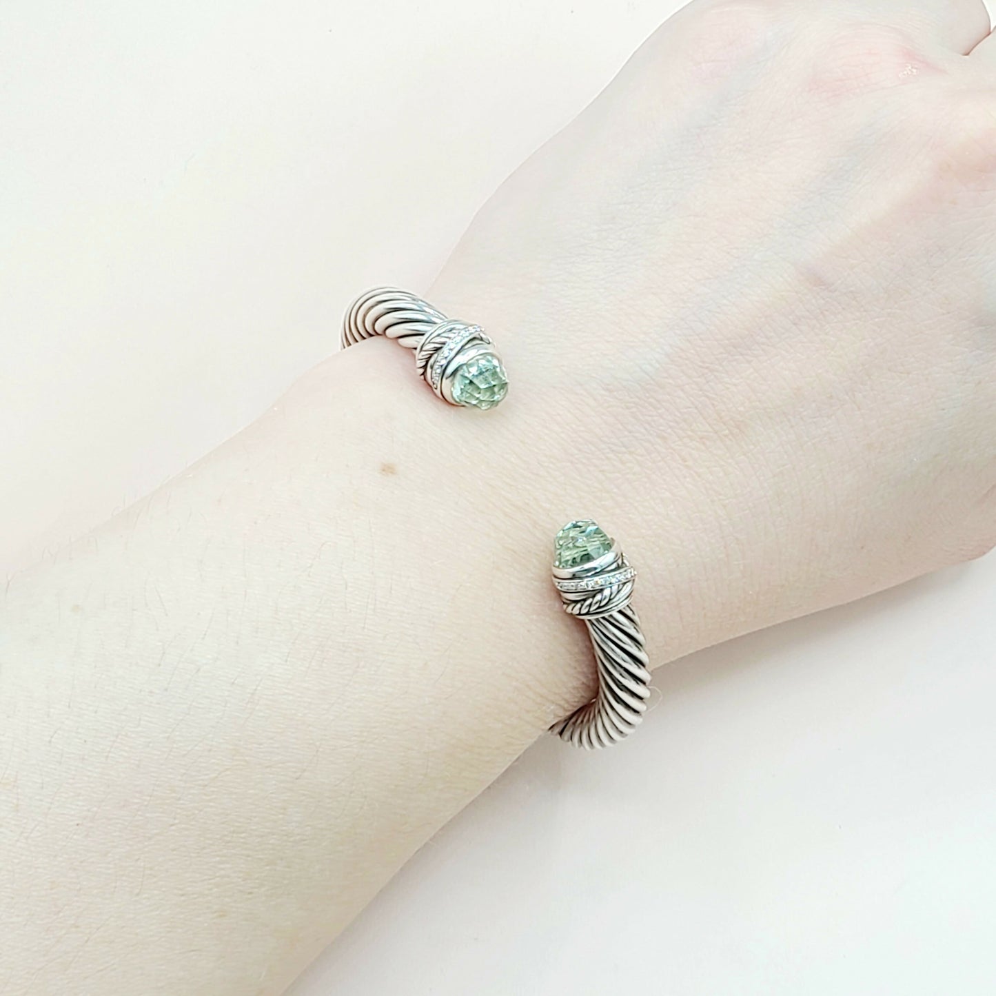 David Yurman-7mm Crossover-Prasiolite Diamond Bracelet