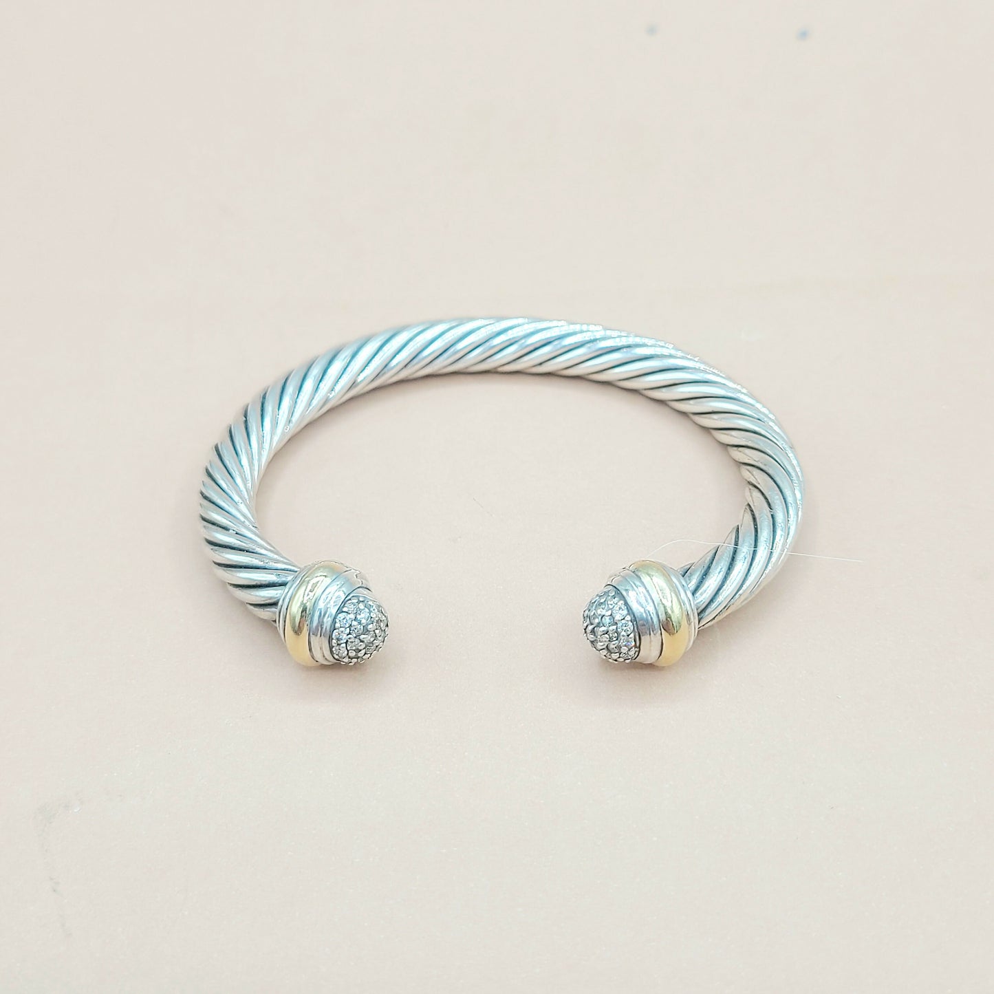 David Yurman 7mm Diamond Gold Bracelet