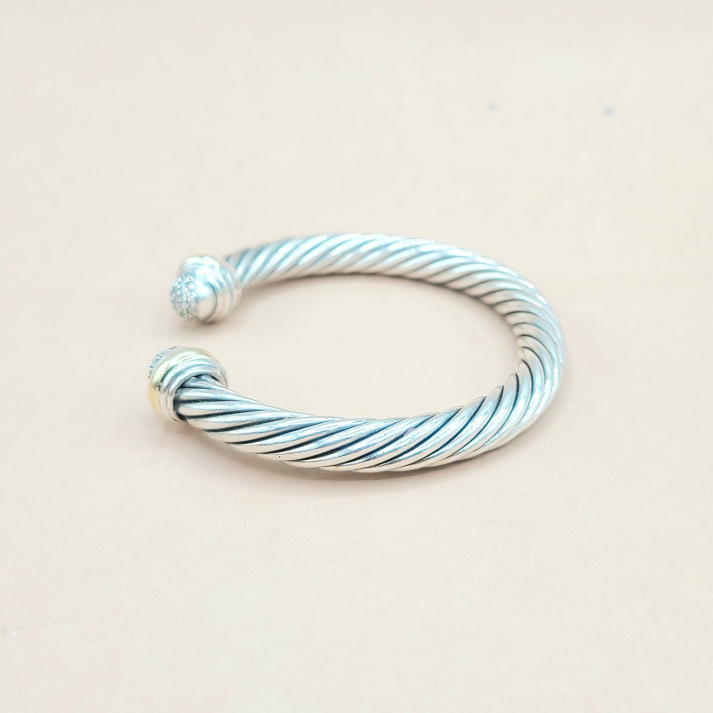 David Yurman 7mm Diamond Gold Bracelet