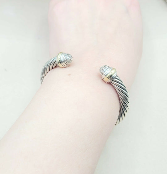 David Yurman 7mm Diamond Gold Bracelet