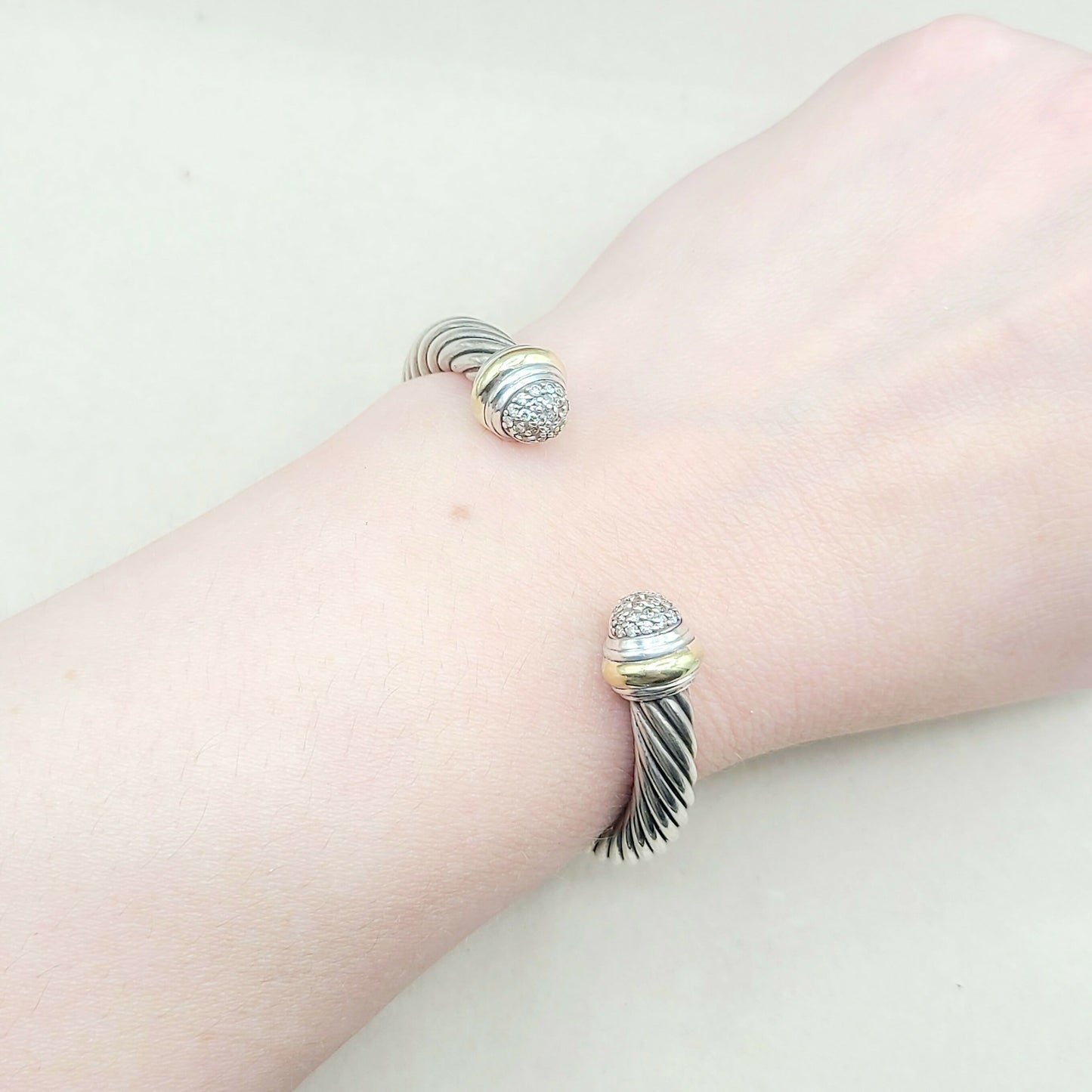 David Yurman 7mm Diamond Gold Bracelet