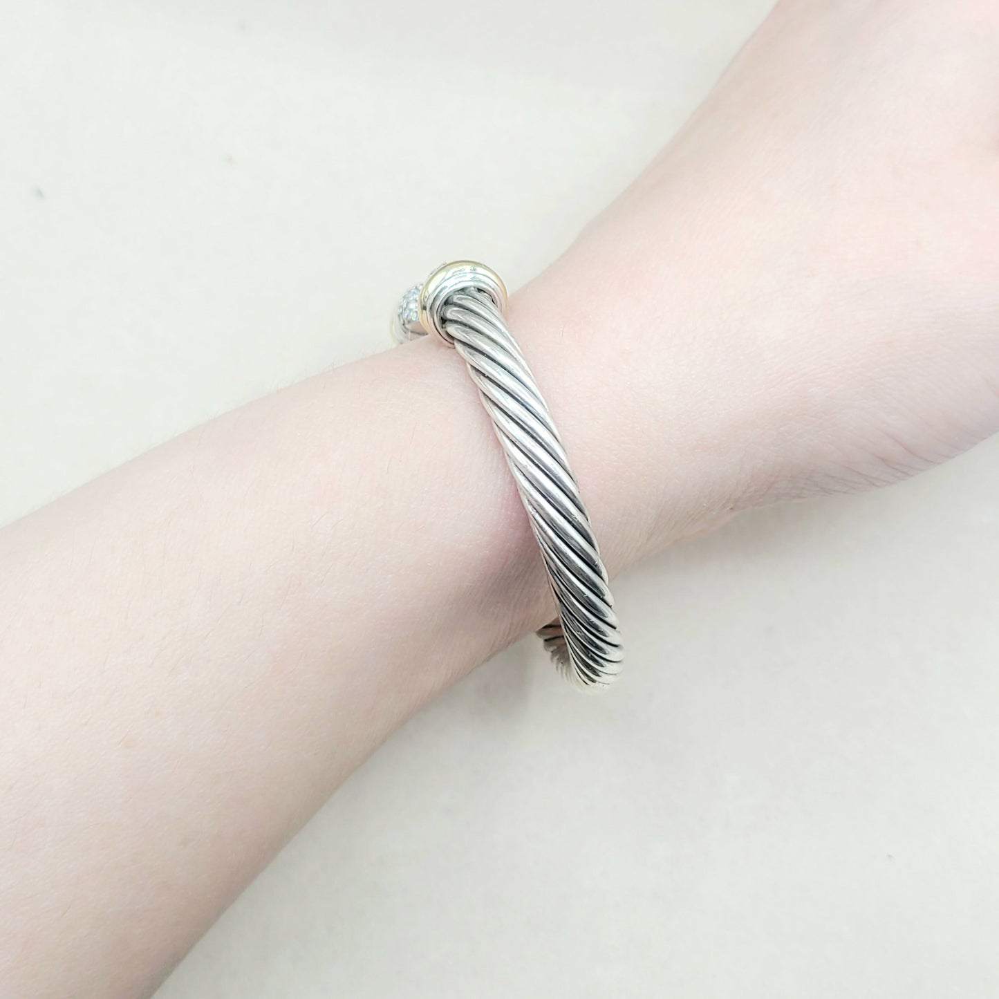 David Yurman 7mm Diamond Gold Bracelet