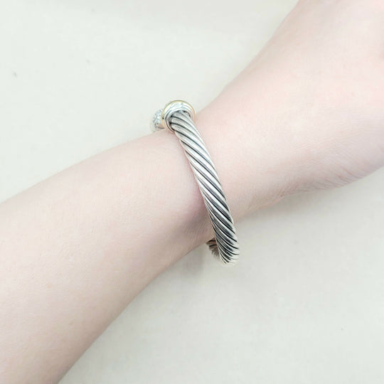 David Yurman 7mm Diamond Gold Bracelet