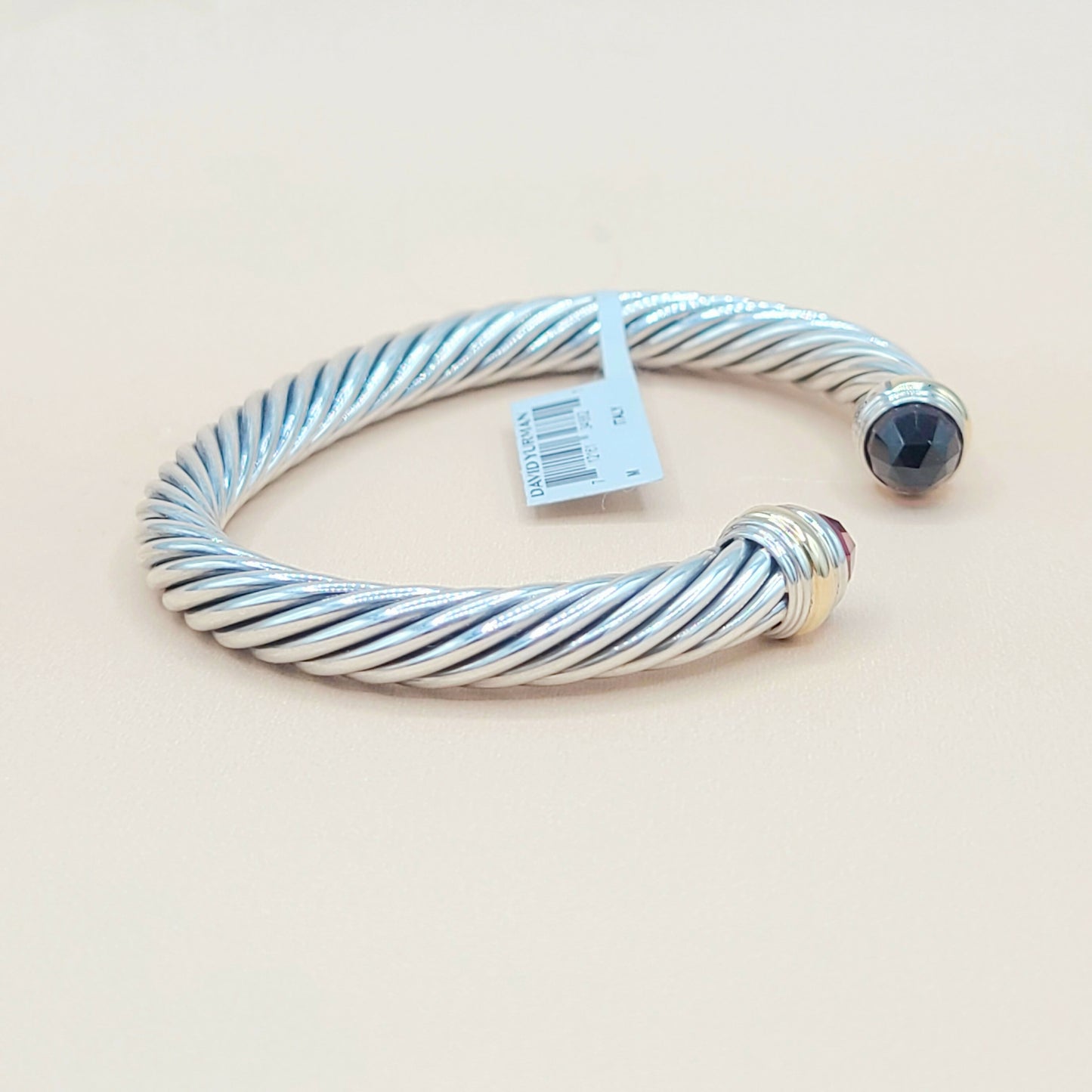 David Yurman 7mm Cable Garnet Bracelet Silver & Gold | New with Tags AYW Luxury #