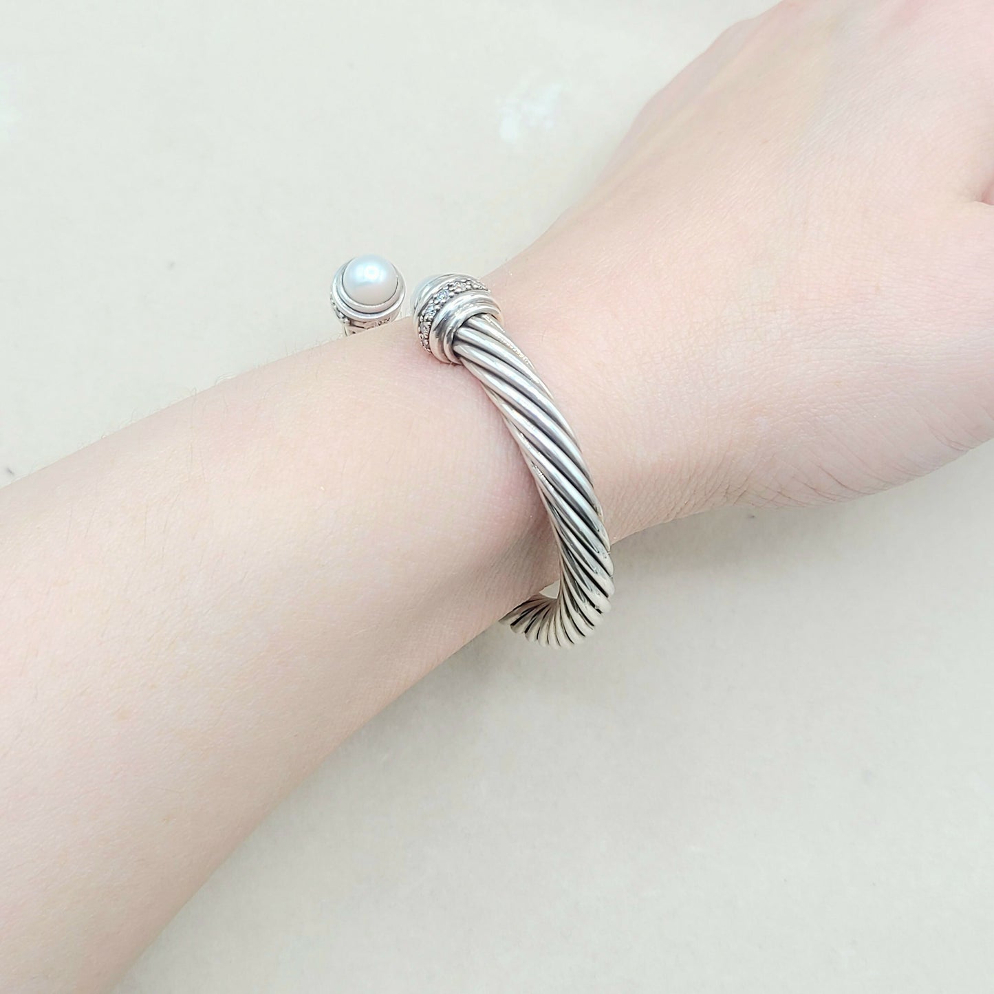 David Yurman 7mm Pearl Diamond Bracelet