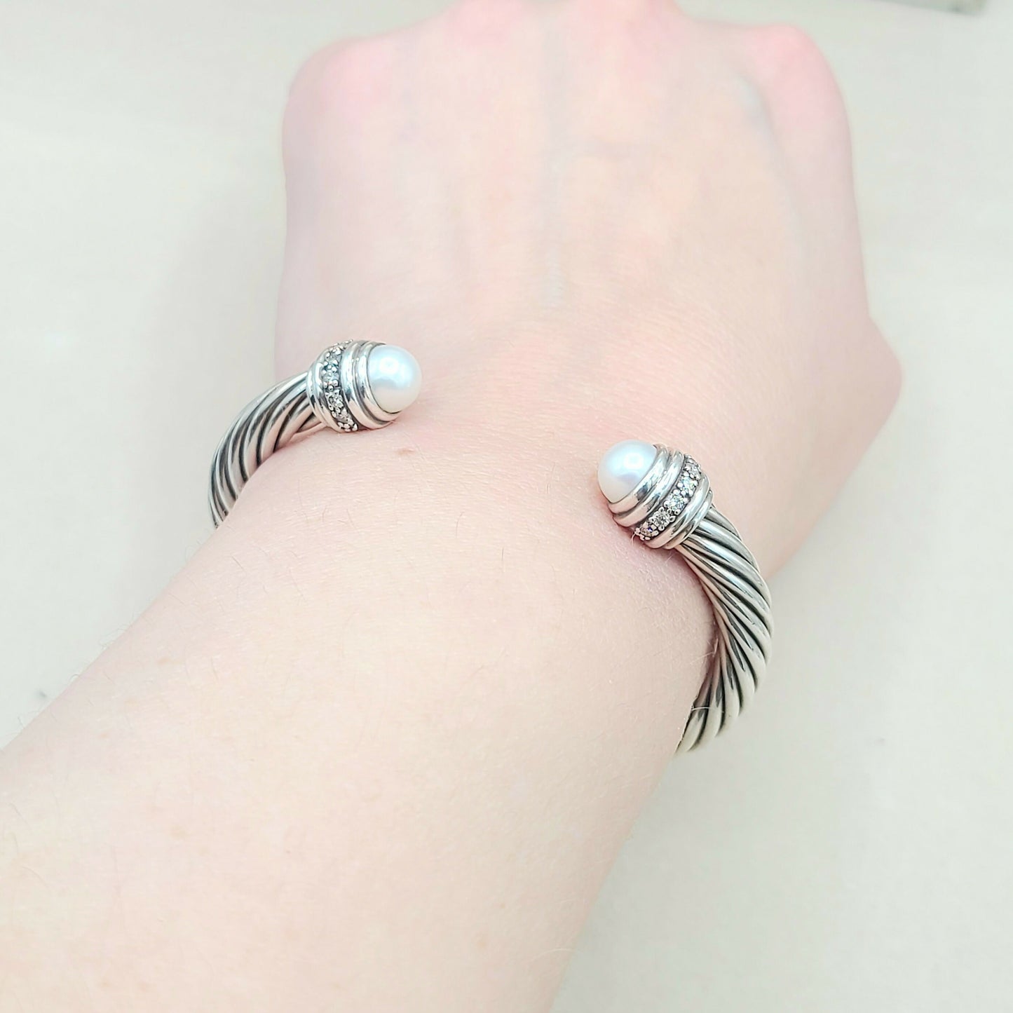 David Yurman 7mm Pearl Diamond Bracelet