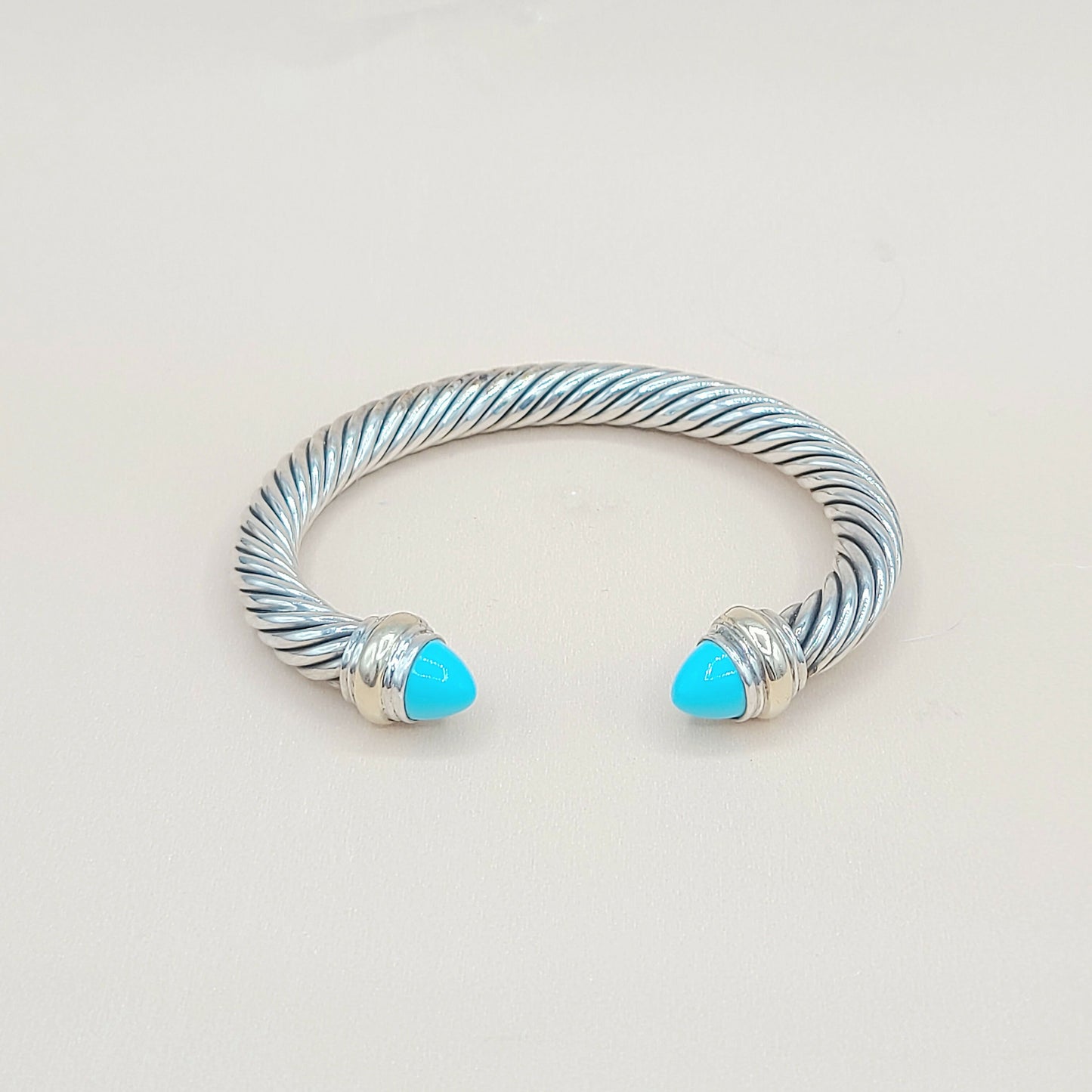 David Yurman Turquoise Cable Bracelet 7mm Silver & Gold | Certified AYW Luxury #