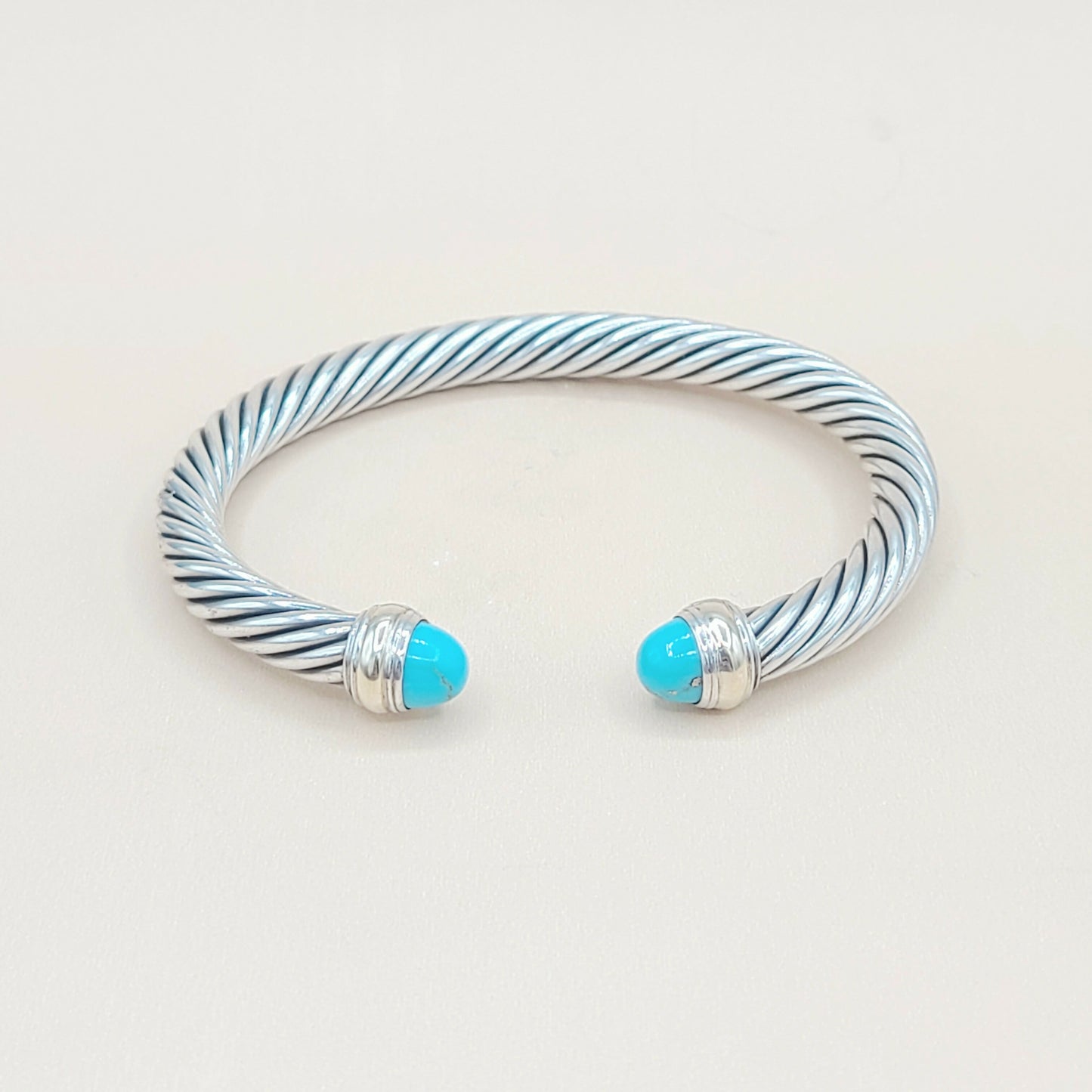 David Yurman 7mm Cable Turquoise Bracelet Silver & Gold | Certified AYW Luxury #