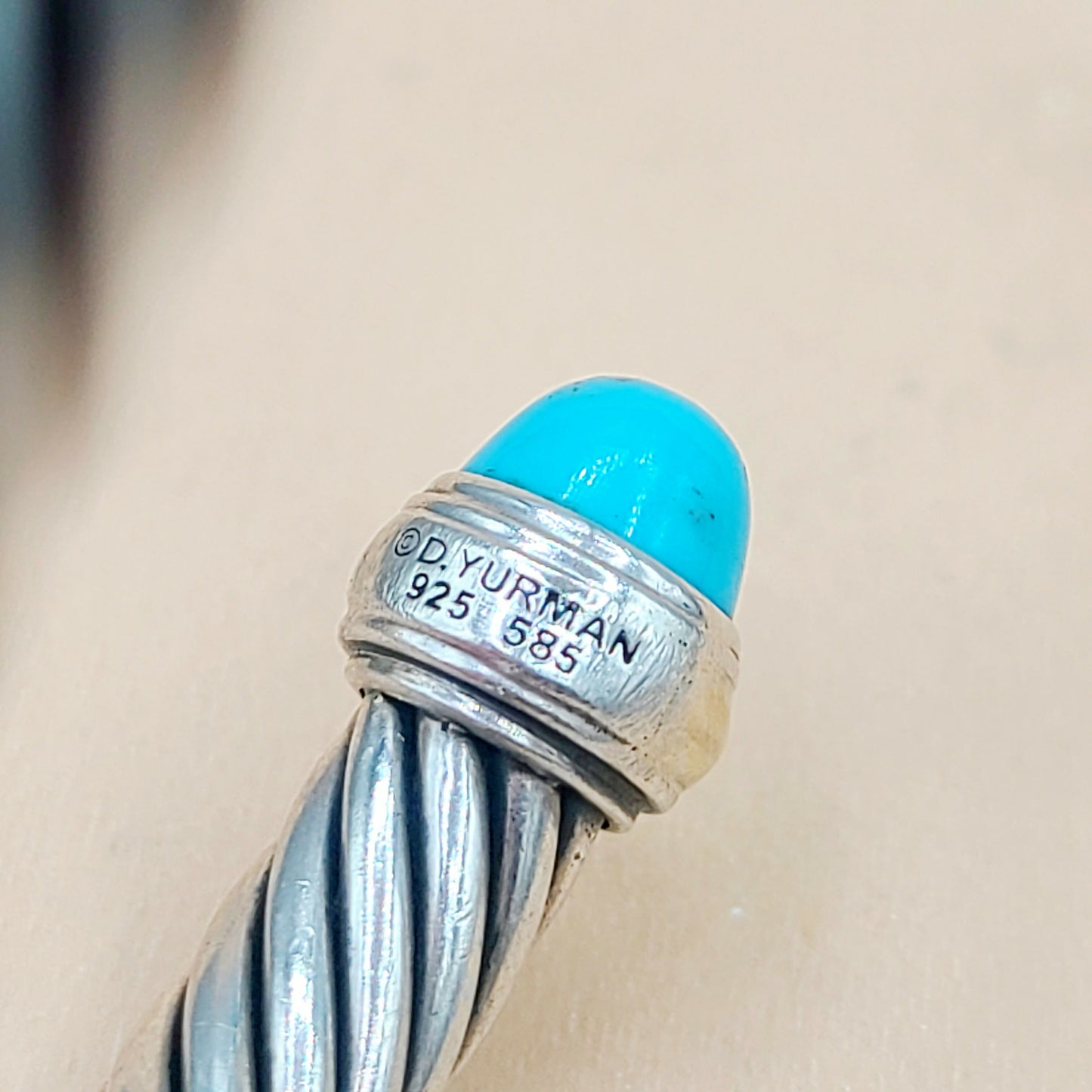 David Yurman 7mm Cable Turquoise Bracelet Silver & Gold | Certified AYW Luxury #