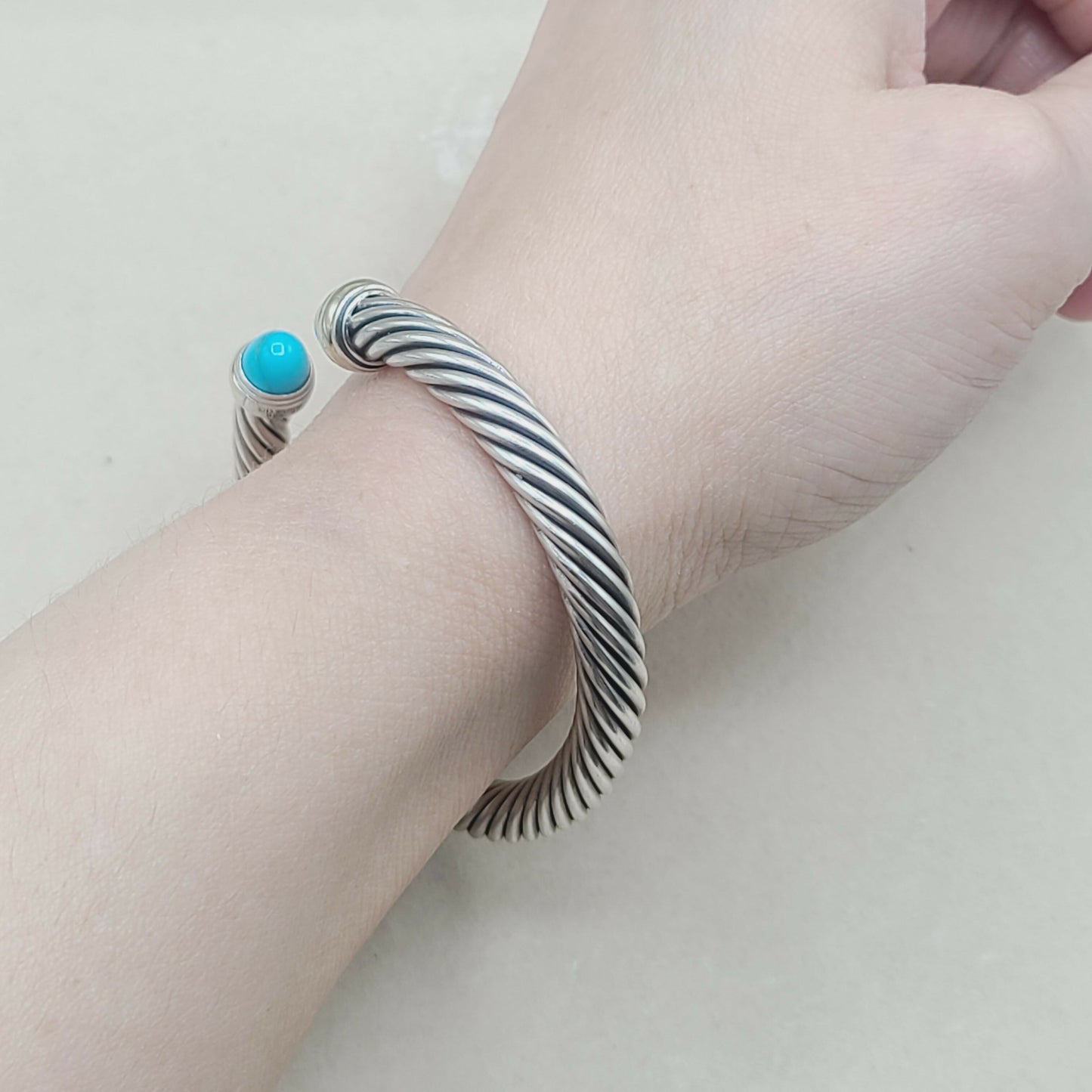 David Yurman 7mm Cable Turquoise Bracelet Silver & Gold | Certified AYW Luxury #