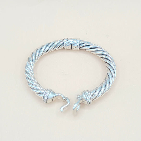 David Yurman-Cable-Buckle-Diamonds Bracelet,-8.5mm