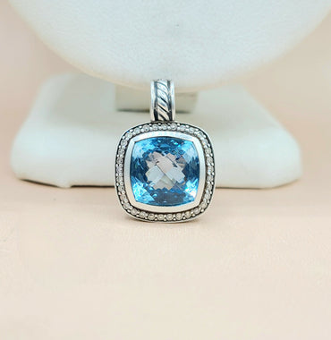 David Yurman Albion 11mm Blue Topaz Pendant Enhancer