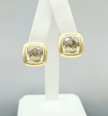 David Yurman Albion 11mm Champagne Citrine Gold Earrings