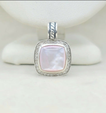 David Yurman Albion 11mm Pink Mother Of Pearl Diamond Pendant Enhancer