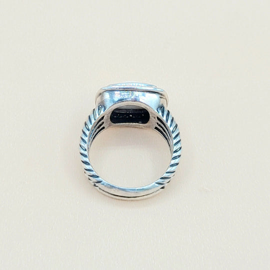 David Yurman Albion-11mm White Agate-Diamond Ring