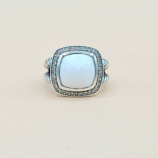 David Yurman Albion-11mm White Agate-Diamond Ring