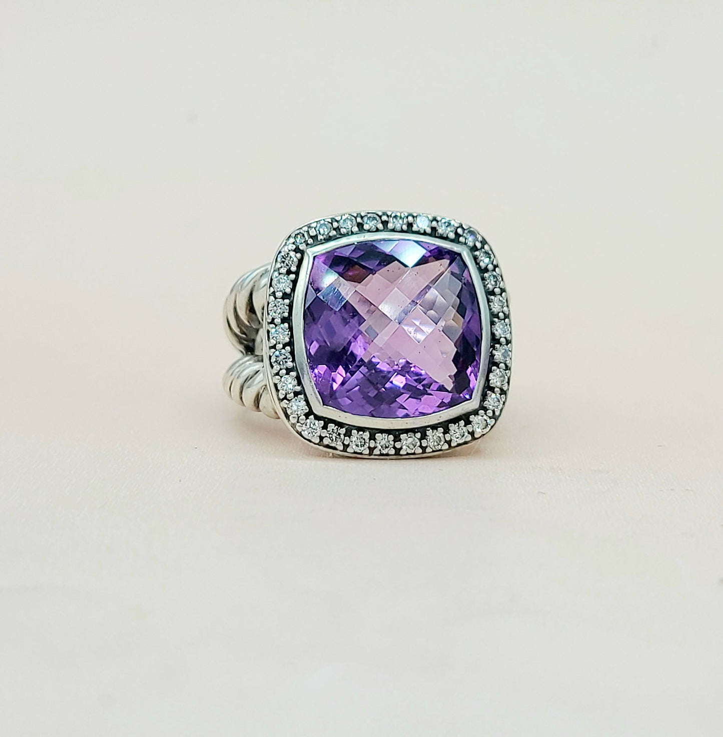 David Yurman Albion 14mm Amethyst Moonlight Ice Diamond Ring