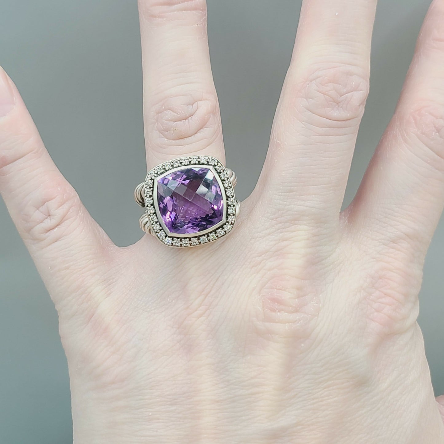 David Yurman Albion 14mm Amethyst Moonlight Ice Diamond Ring