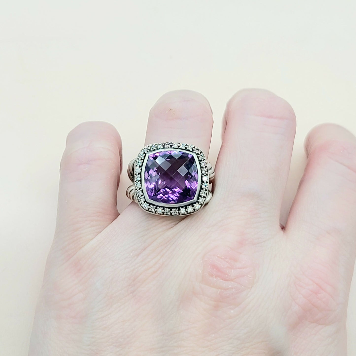 David Yurman Albion 14mm Amethyst Moonlight Ice Diamond Ring