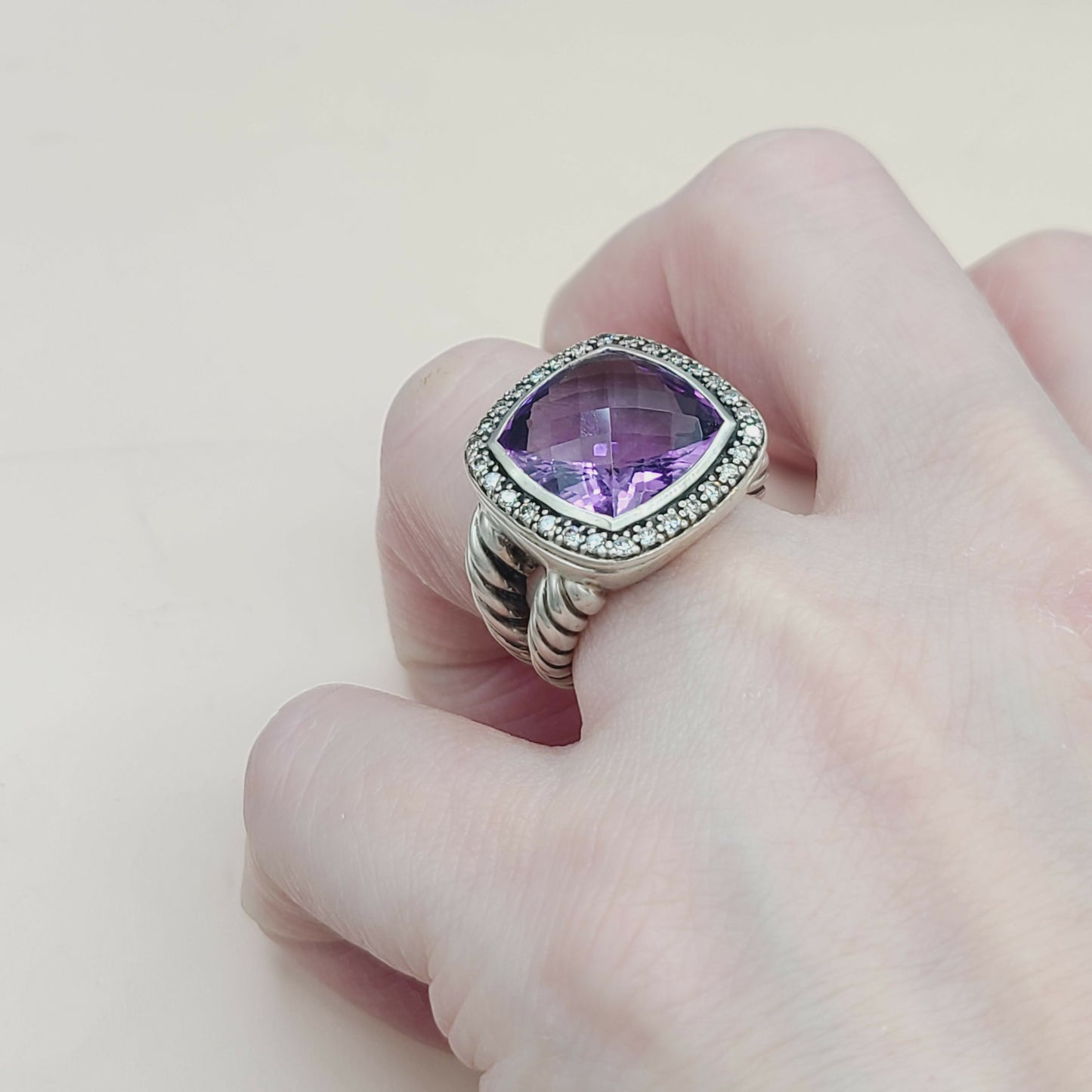 David Yurman Albion 14mm Amethyst Moonlight Ice Diamond Ring