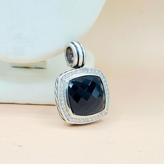 David-Yurman-Albion 14mm Black-Onyx-& Diamond-Pendant-Enhancer