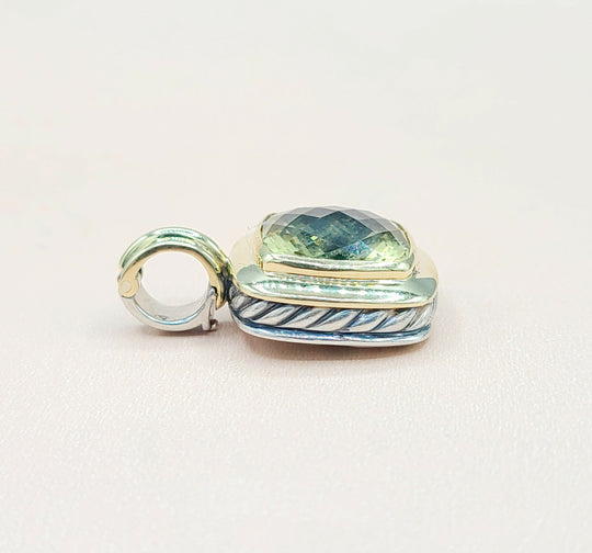 David Yurman Albion-14mm-Lemon-Citrine Silver & 18k-Pendant Enhancer