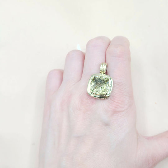 David Yurman Albion-14mm-Lemon-Citrine Silver & 18k-Pendant Enhancer