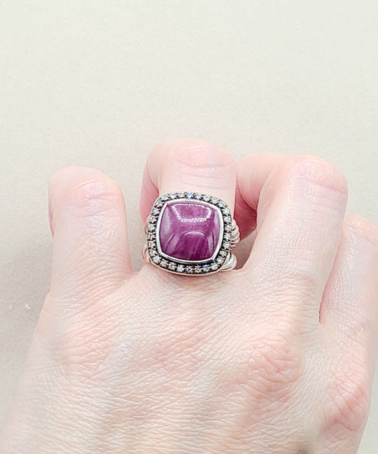 David Yurman Albion 14mm Ruby Diamond Ring