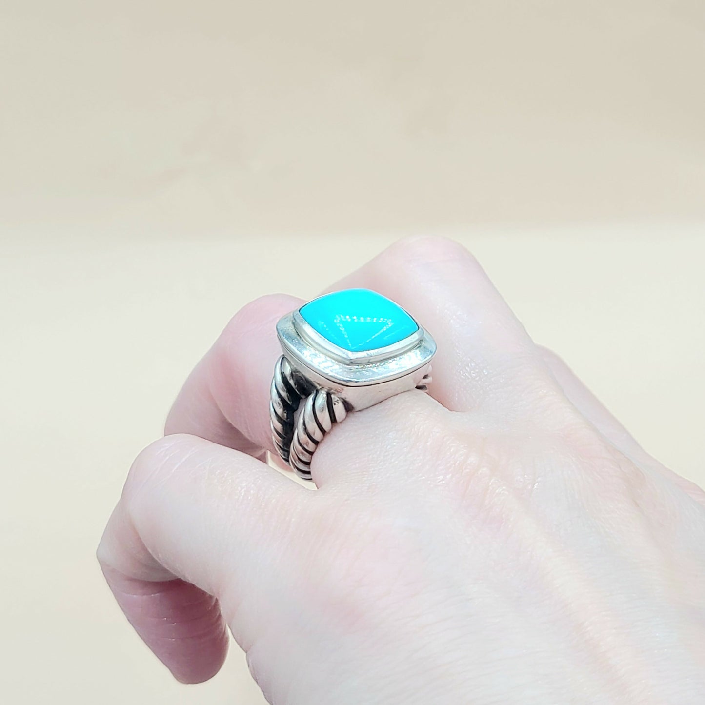 David Yurman Albion 14mm Turquoise Ring Silver | Certified Pre-Owned AYW Luxury #