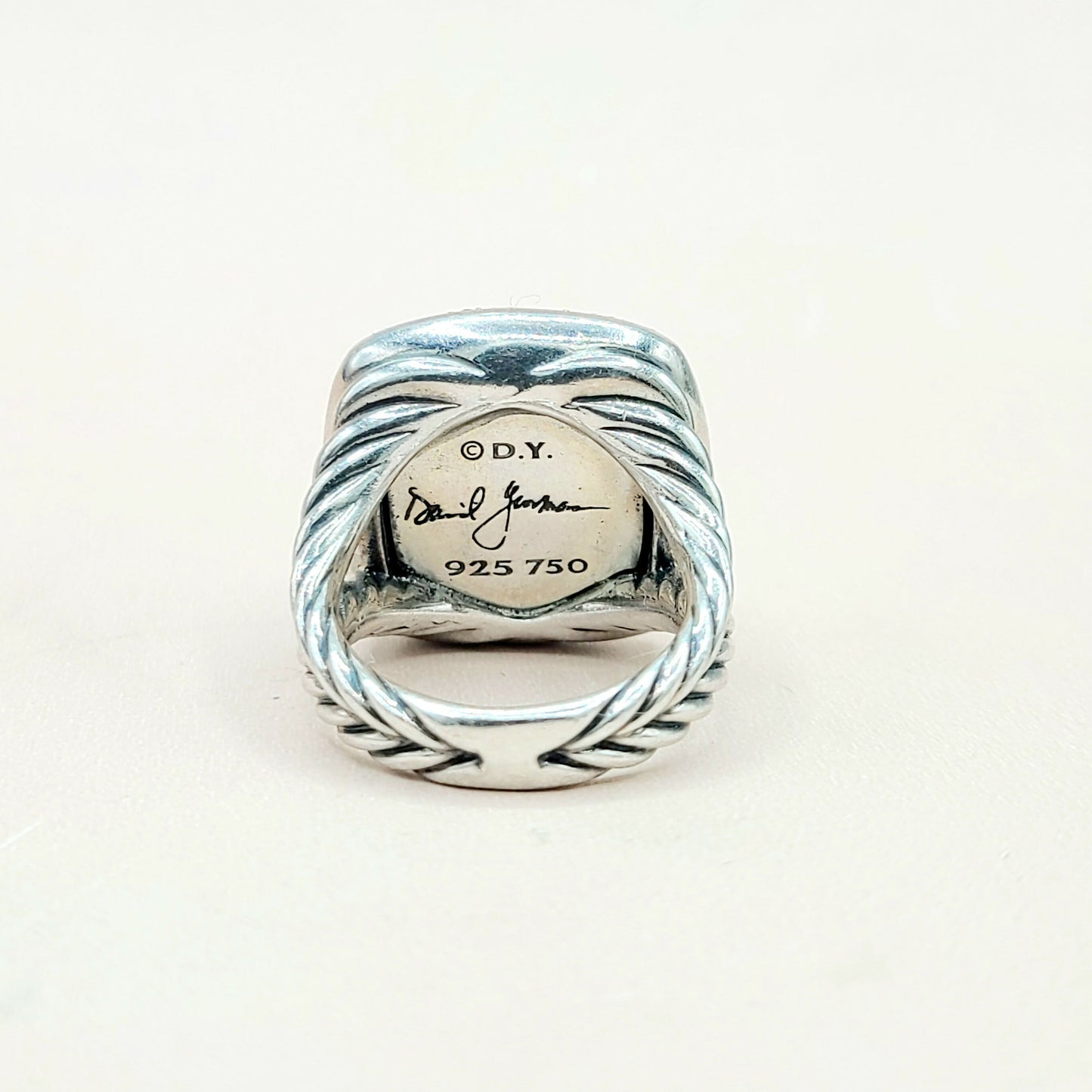David Yurman Albion 17mm Green Orchid Silver Gold Diamond Ring