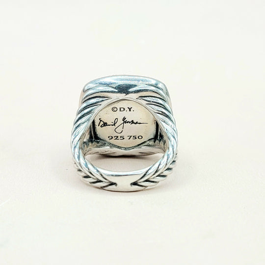 David Yurman Albion 17mm Green Orchid Silver Gold Diamond Ring