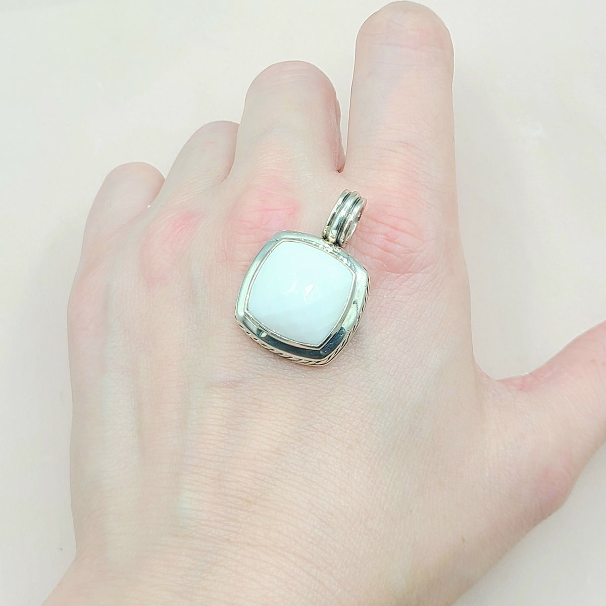 David Yurman-Albion 17mm White Agate-Pendant Enhancer