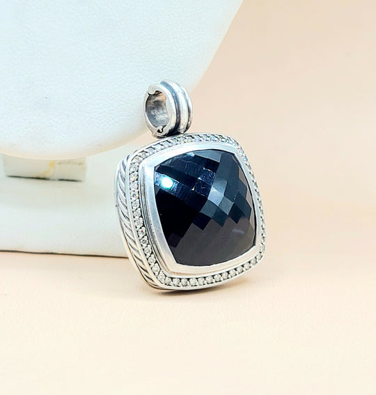 David-Yurman-Albion 20mm Black-Onyx-& Diamond-Pendant-Enhancer