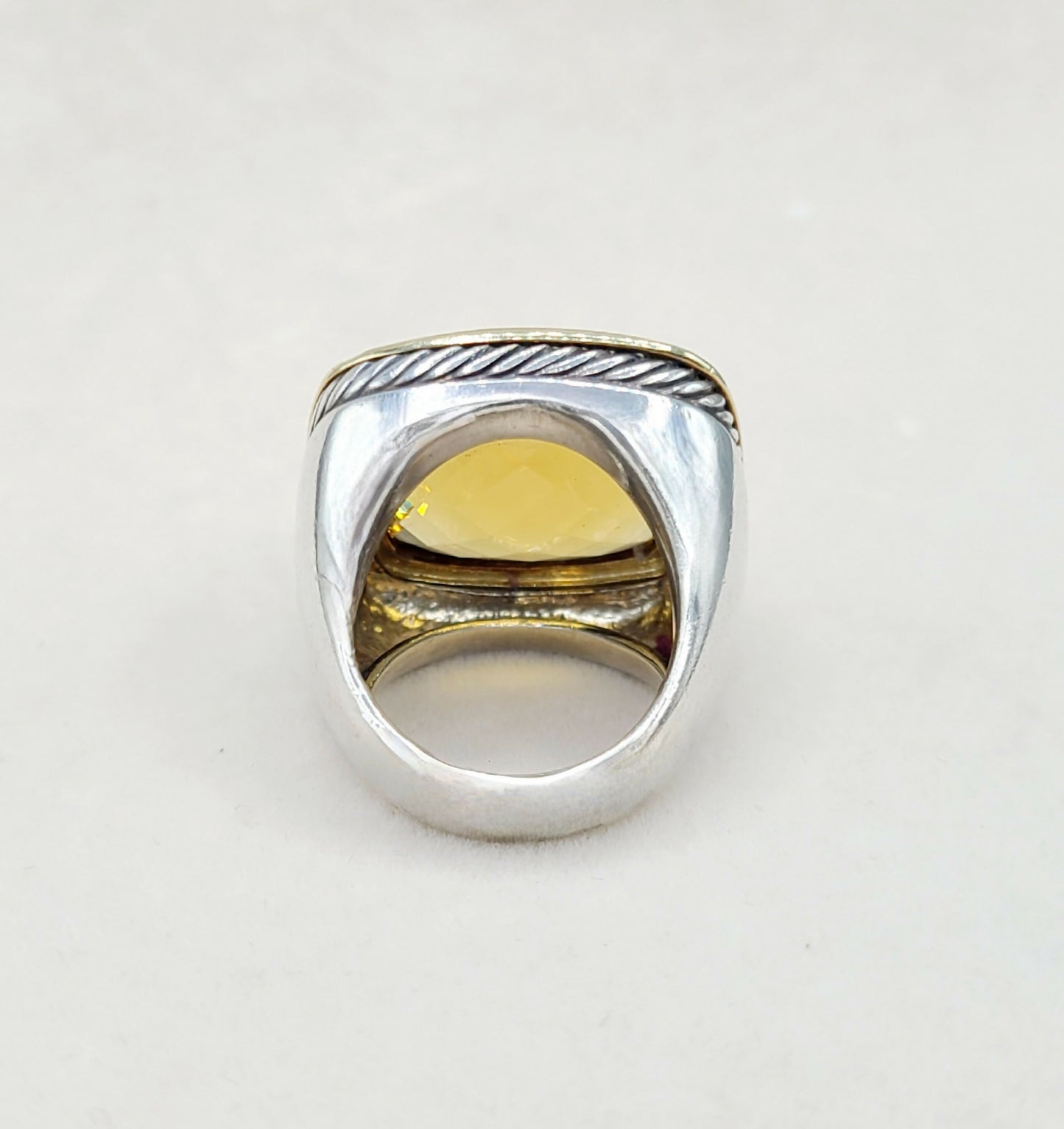David Yurman Albion 20mm Citrine Diamond Ring With Gold