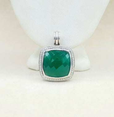 David Yurman Albion-20mm-Green Onyx-Diamond Pendant Enhancer