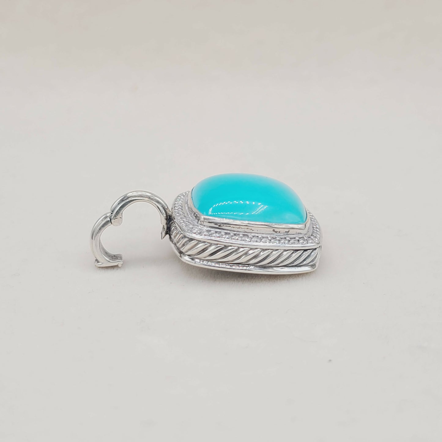 David Yurman Albion 20mm Turquoise Diamond Pendant Certified Pre-Owned #