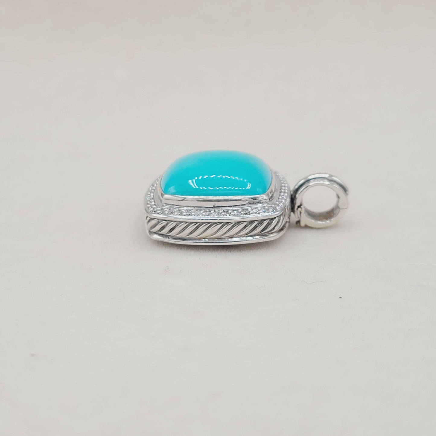 David Yurman Albion 20mm Turquoise Diamond Pendant Certified Pre-Owned #