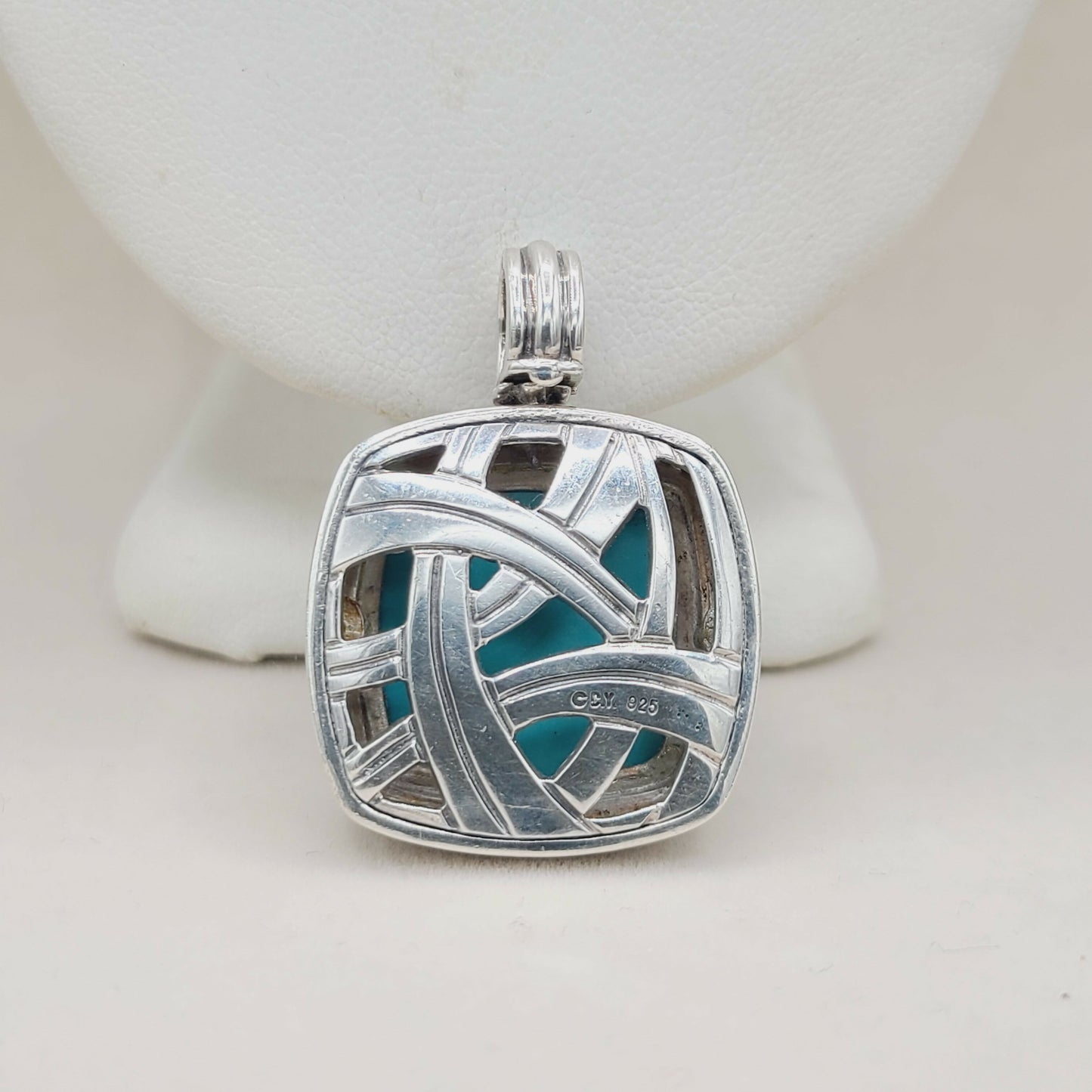 David Yurman Albion 20mm Turquoise Diamond Pendant Certified Pre-Owned #