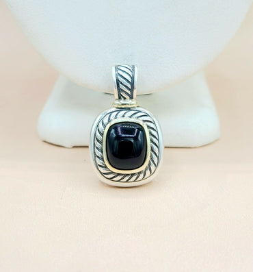 David Yurman Albion Black Onyx Silver & 14k Pendant Enhancer