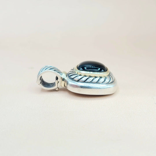 David Yurman Albion Black Onyx Silver & 14k Pendant Enhancer