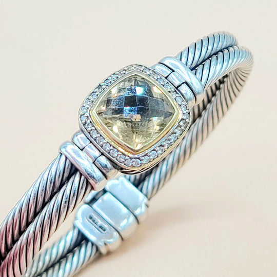 David Yurman Albion Champagne Citrine Diamond Gold Bracelet