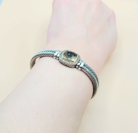 David Yurman Albion Champagne Citrine Diamond Gold Bracelet