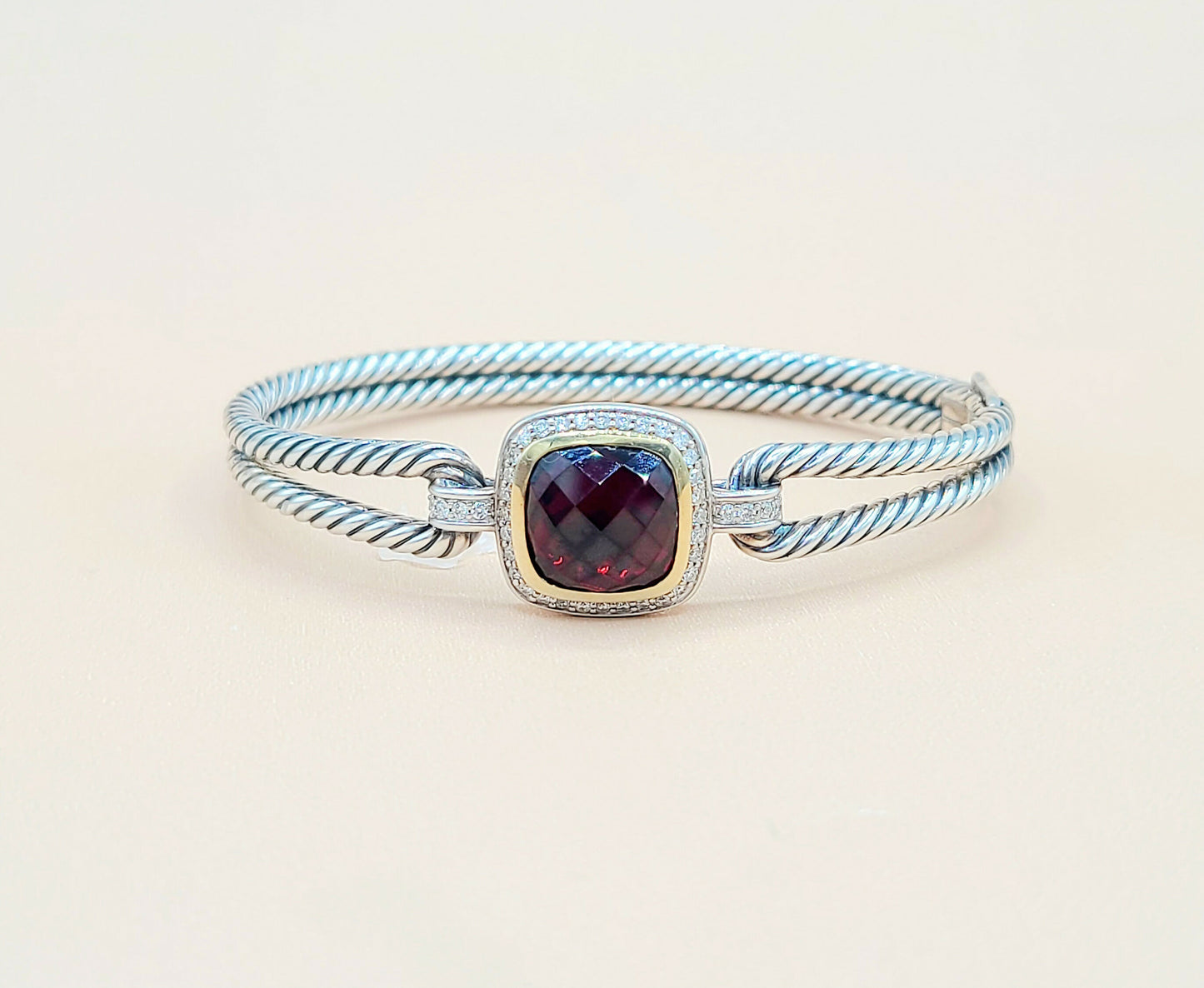 David Yurman Albion Garnet Diamond Bracelet | Certified Pre-Owned AYW Luxury #