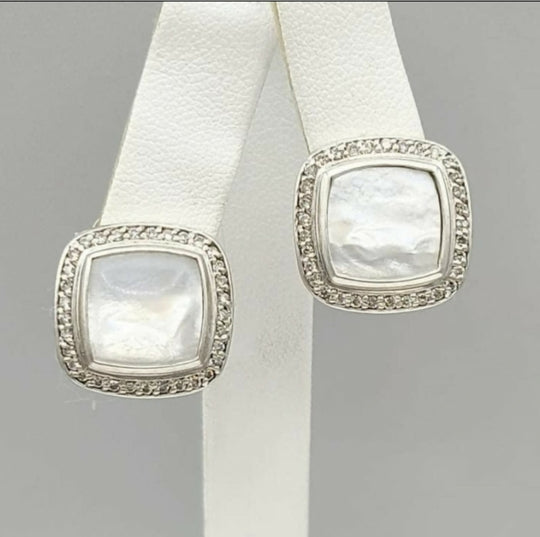David Yurman Albion Mother of Pearl Diamond Earrings, 11mm