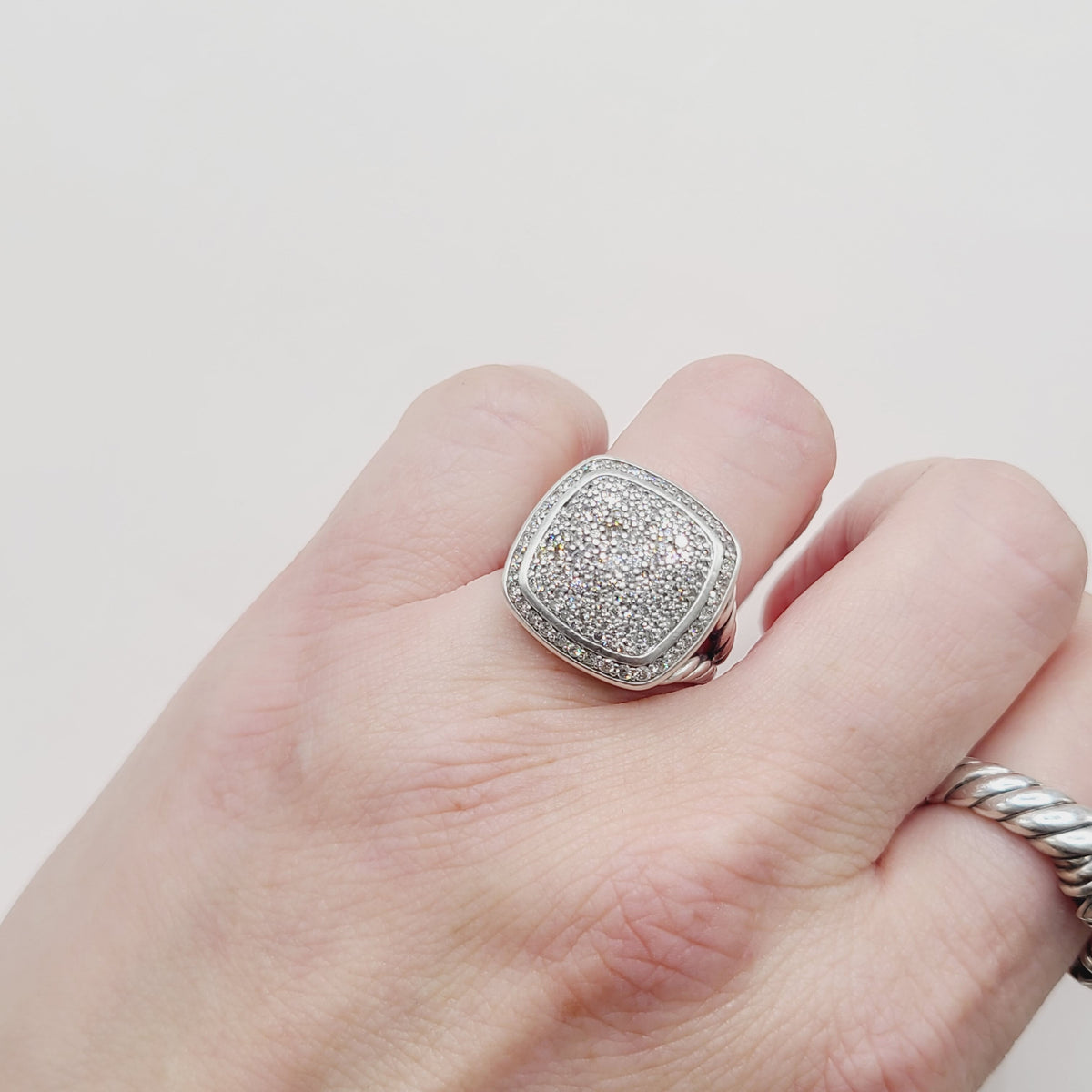 David Yurman Albion Pavé Diamond Ring Sterling Silver 0.99 TCW 14mm Size 7.5